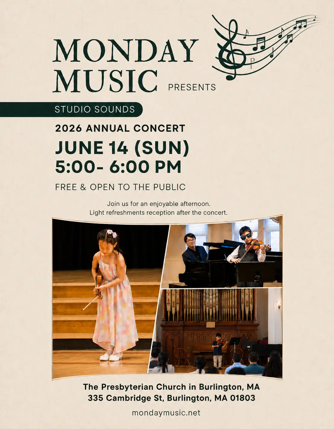 Monday Music Studio Sounds 2026 Annual Concert poster